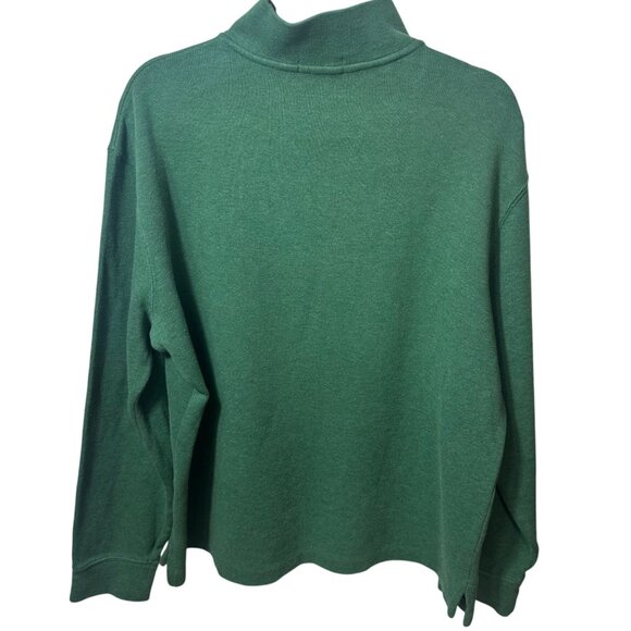 Men’s Polo Ralph Lauren Solid Green 1/4 Zip Long Sleeve 100% Cotton Size Large - Picture 2 of 5